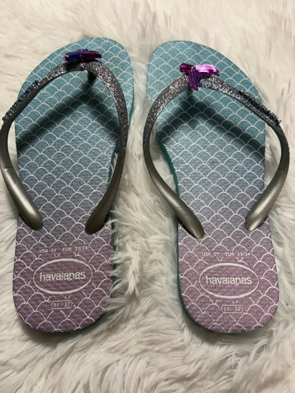 Havaianas Mermaid Flip Flops - Teal, Purple & Silver